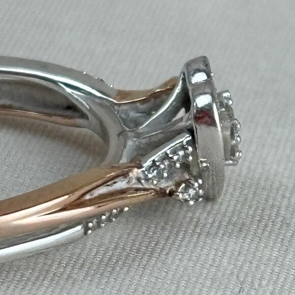 JWBR Diamond 925 Rose Gold Plate Heart Ring Anniversary Wedding Promise Sz 6.75 - Picture 10 of 13